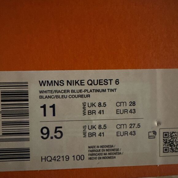 Nike Quest 6 Running Shoes Lightweight Comfort Sneakers White Blue Womens 11 - Picture 7 of 7